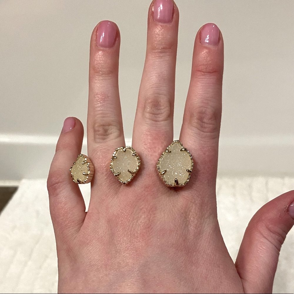 Kendra Scott Naomi Gold Double Ring in iridescent drusy